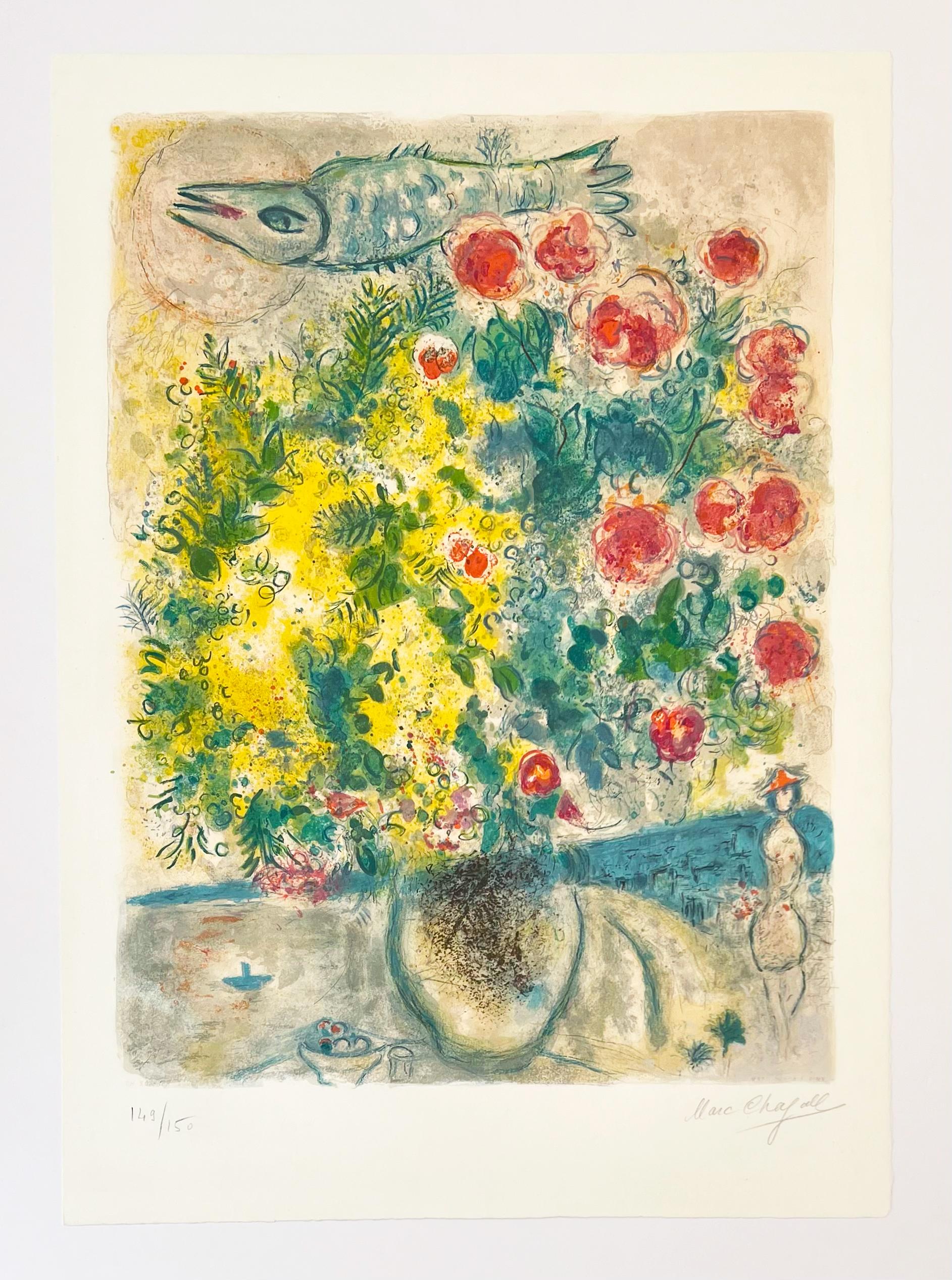 Roses and Mimosa, from Nice and the Cote d'Azur - Print by (after) Marc Chagall