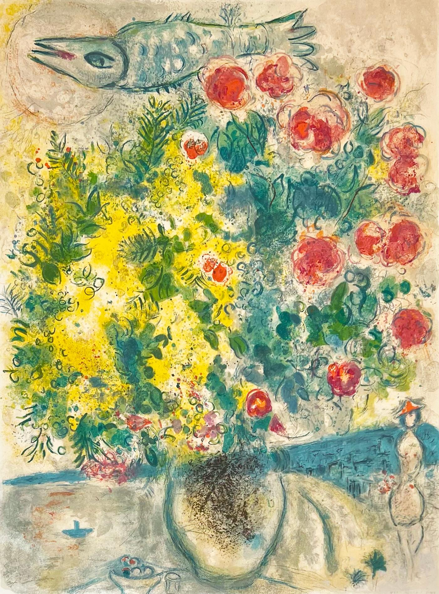 Figurative Print (after) Marc Chagall - Roses et Mimosa de Nice et de la Côte d'Azur