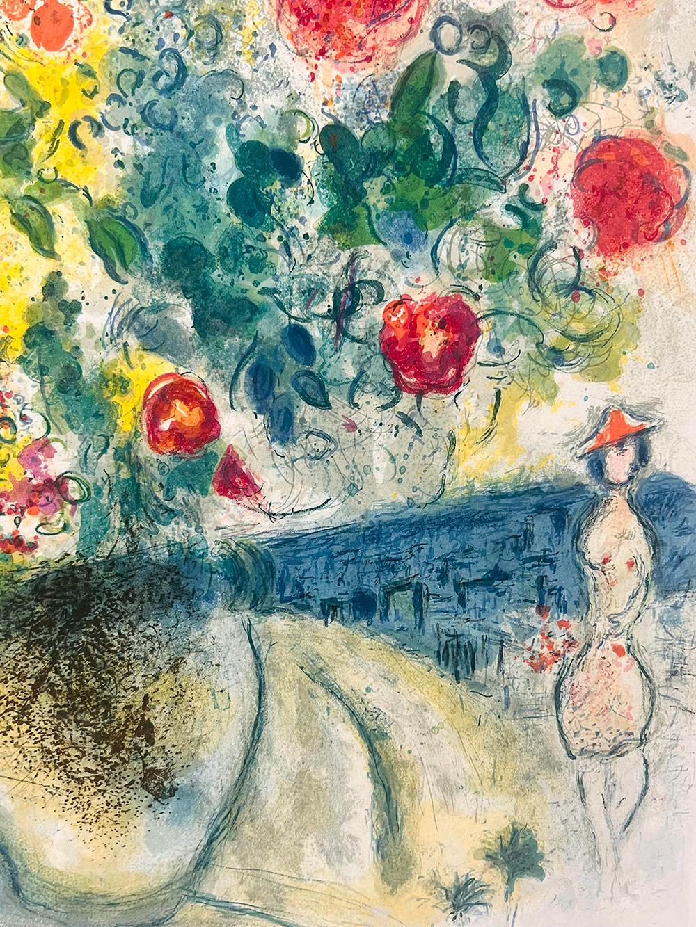 Roses et Mimosa (Roses and Mimosa) from Nice & the Côte d’Azur - Beige Figurative Print by (after) Marc Chagall