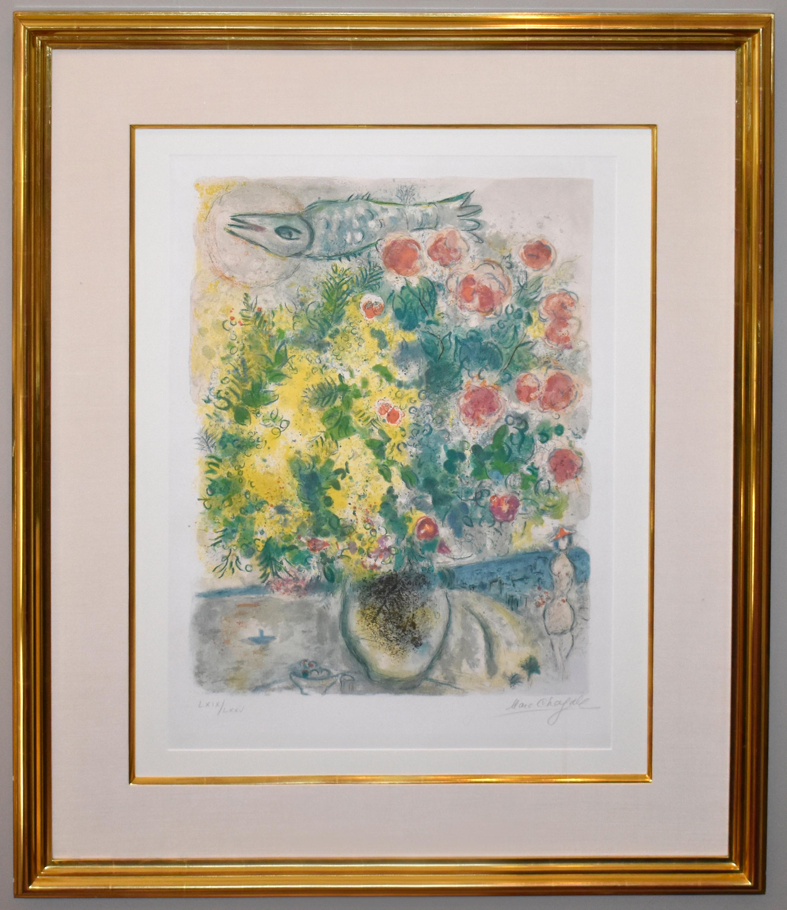 (after) Marc Chagall Still-Life Print - Roses et Mimosas, from Nice and the Cote d'Azur