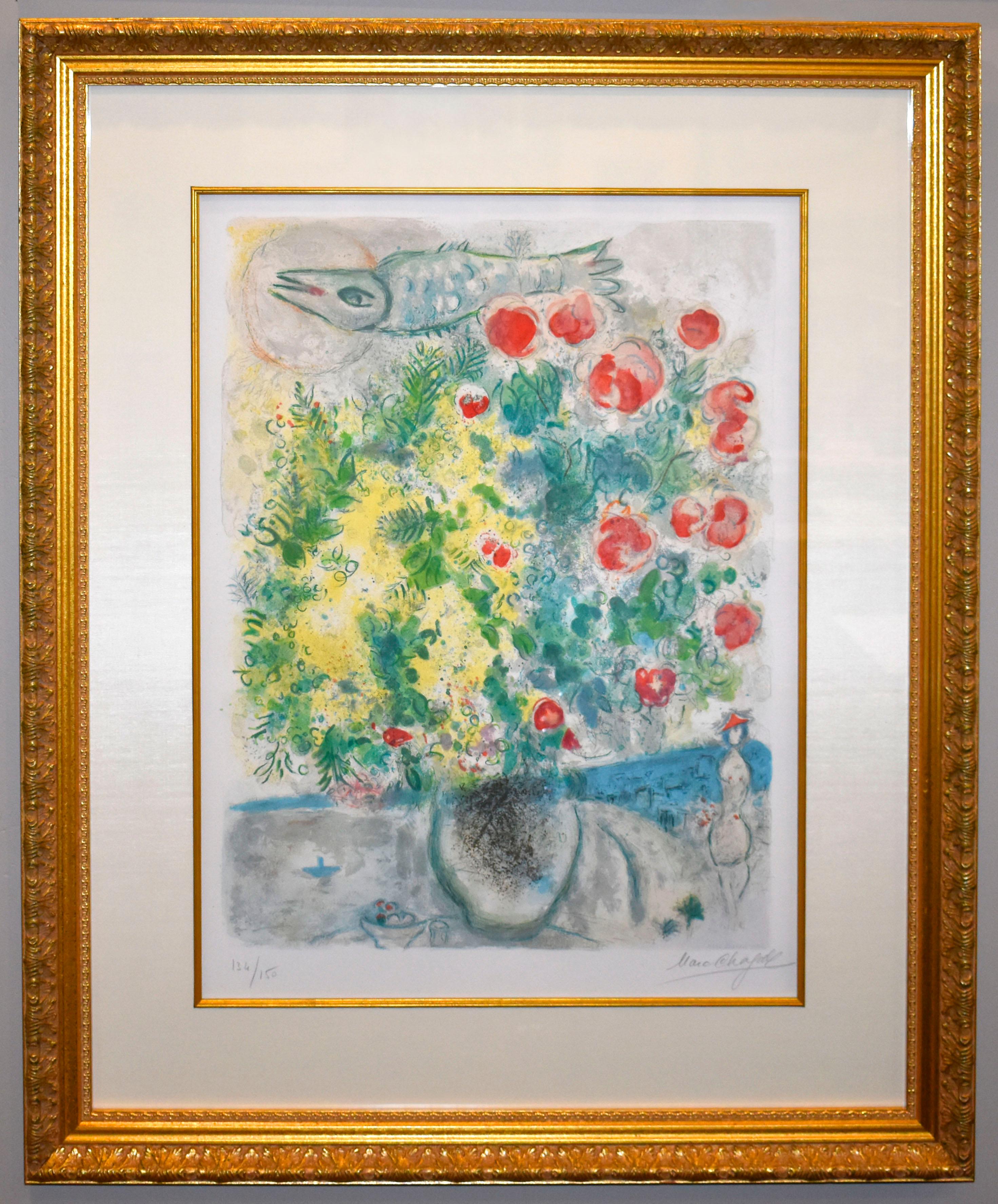 (after) Marc Chagall Interior Print - Roses et Mimosas, from Nice and the Cote d'Azur