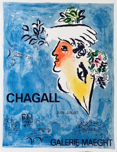 Russian-French Modern Vintage Lithograph Poster Marc Chagall Galerie Maeght