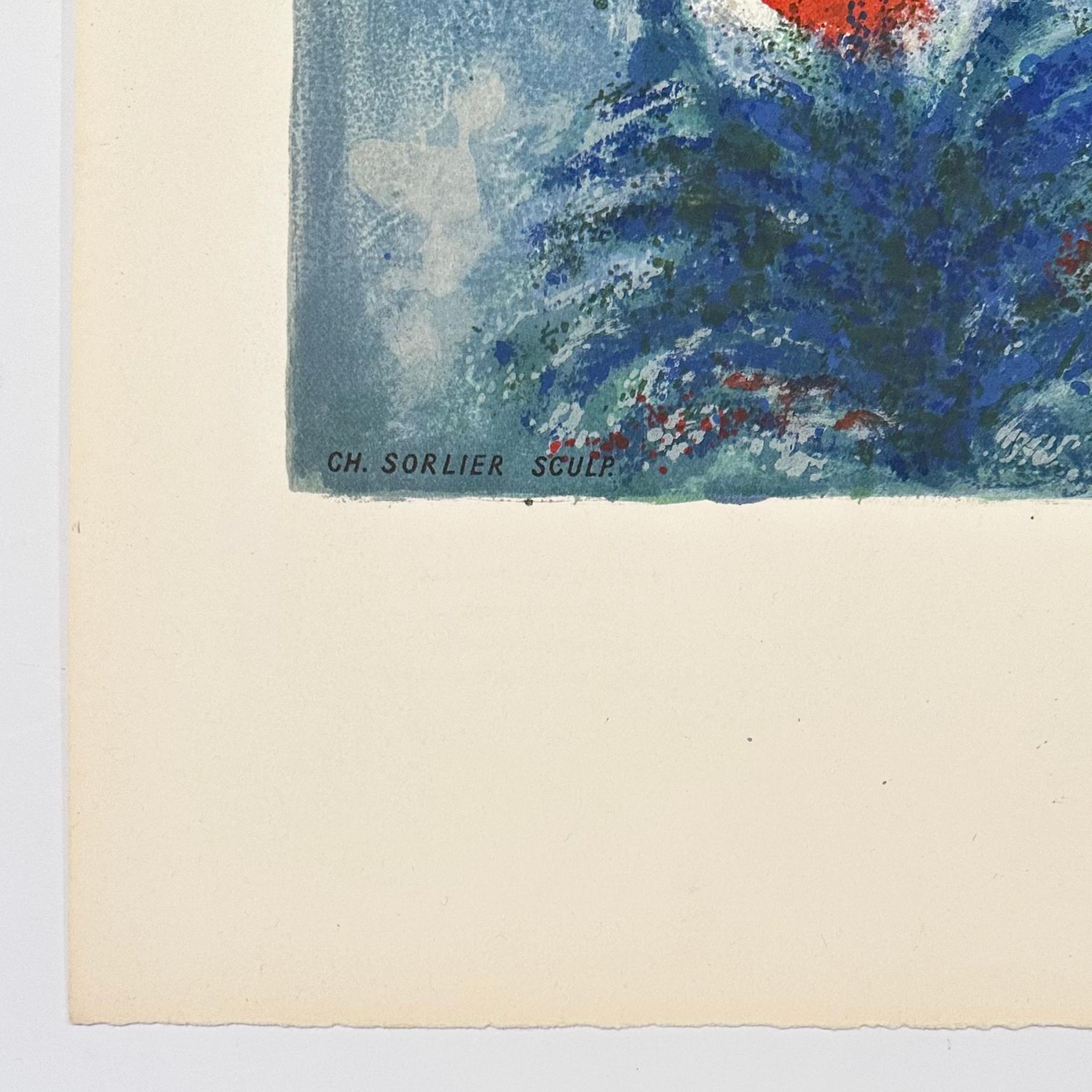 Siren with Fish, from Nice and the Cote d'Azur (Unsigned Proof) - Blue Abstract Print by (after) Marc Chagall