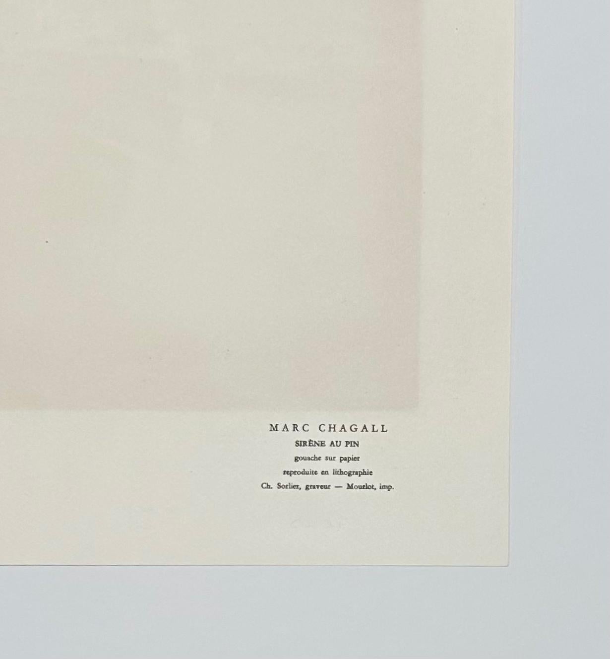 Siren with Pine, from Nice and the Cote d'Azur (Unsigned Proof) - Gray Abstract Print by (after) Marc Chagall