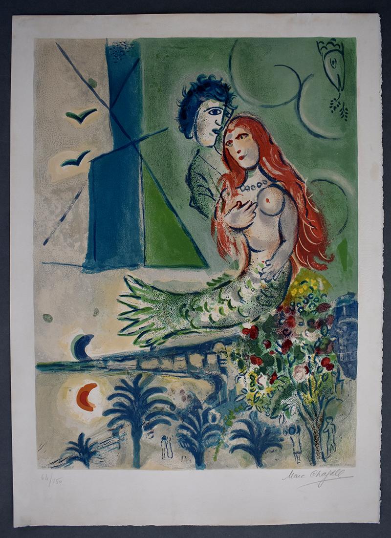 Siren with the Poet, from: Nice and the Côte d'Azur - Lithograph - 1967 - Print by (after) Marc Chagall