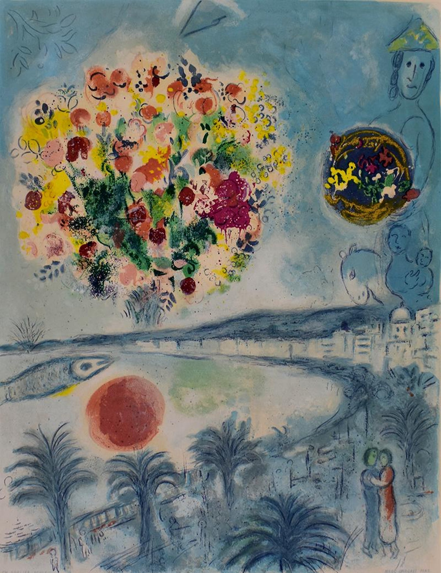 after) Marc Chagall - Sunset, from: Nice and the Côte d'Azur - French  Russian Art - 1967 For Sale at 1stDibs
