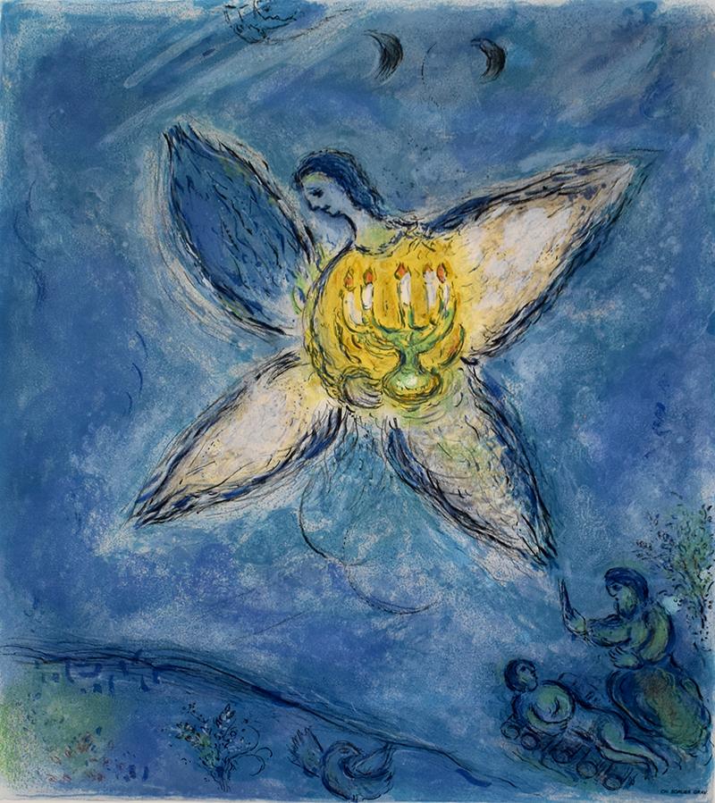 Figurative Print (after) Marc Chagall - L'ange avec le bougeoir - Art français, russe - Lithographie - fauvisme