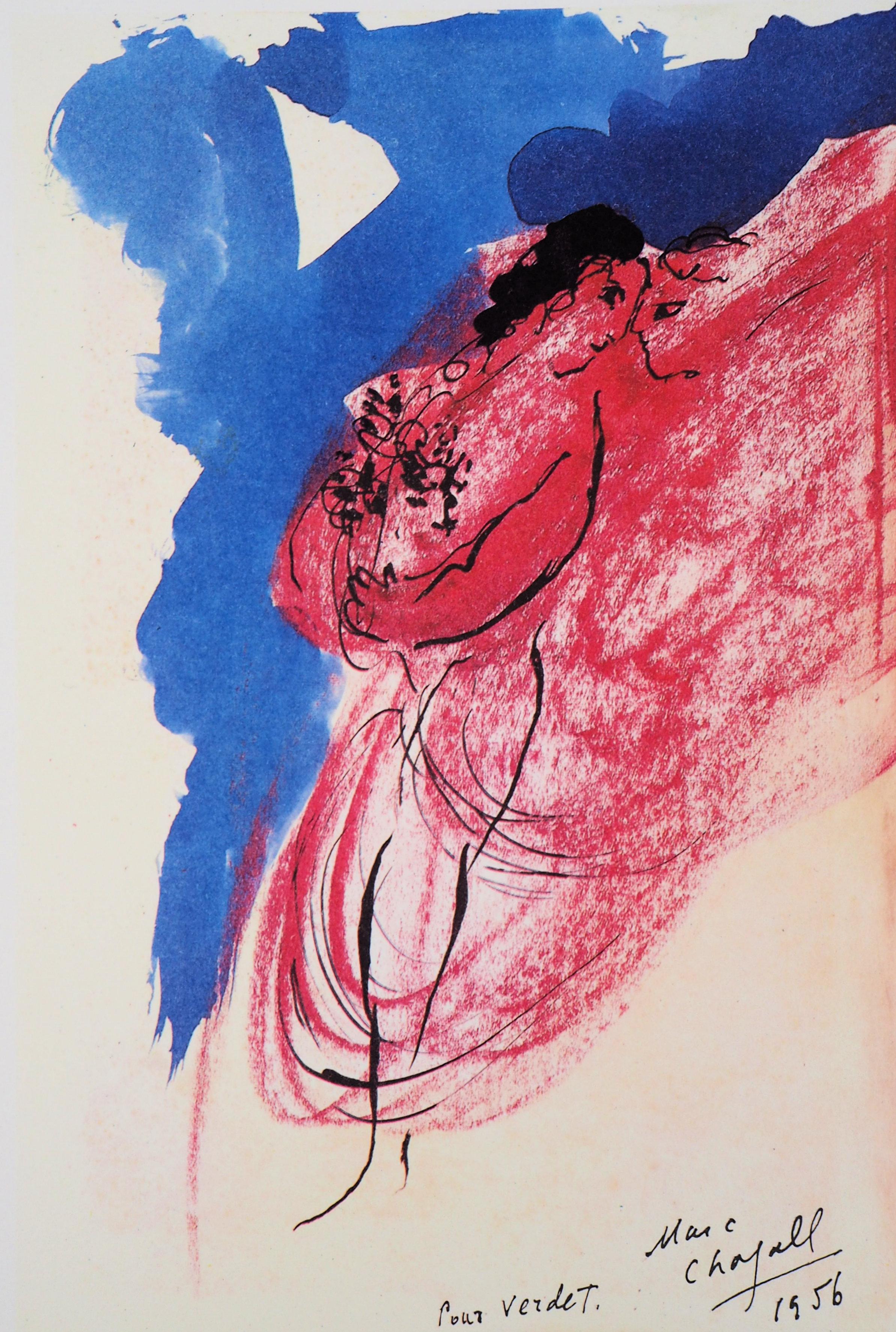 The Lovers - Lithograph on Rives Vellum - Pink Figurative Print by (after) Marc Chagall