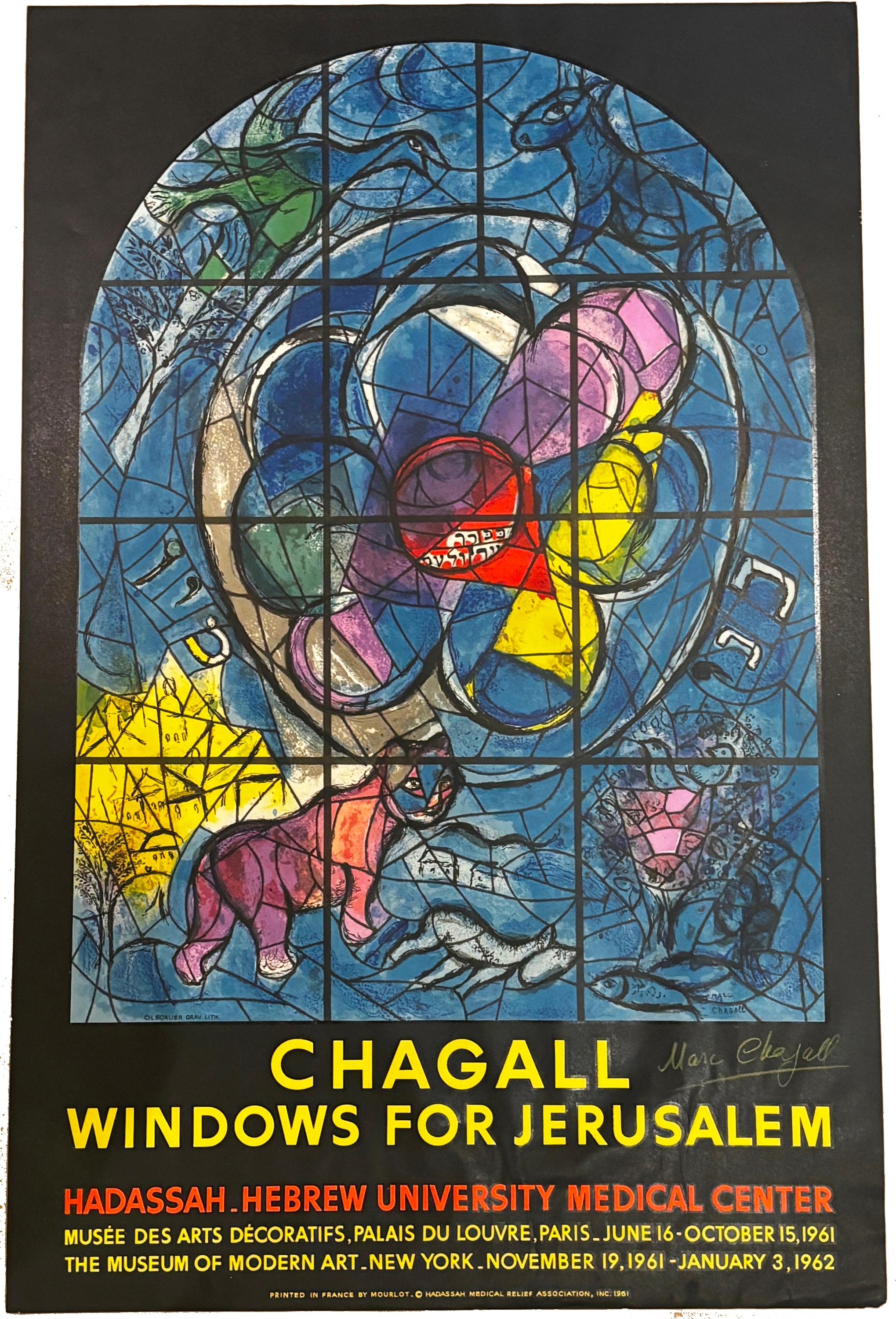 (after) Marc Chagall Figurative Print - Exhibition poster 'The Tribe of Benjamin' Signed