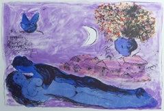 Marc Chagall Gold Framed Lithograph 'Le filigrane violet' Vibrant and Dreamy