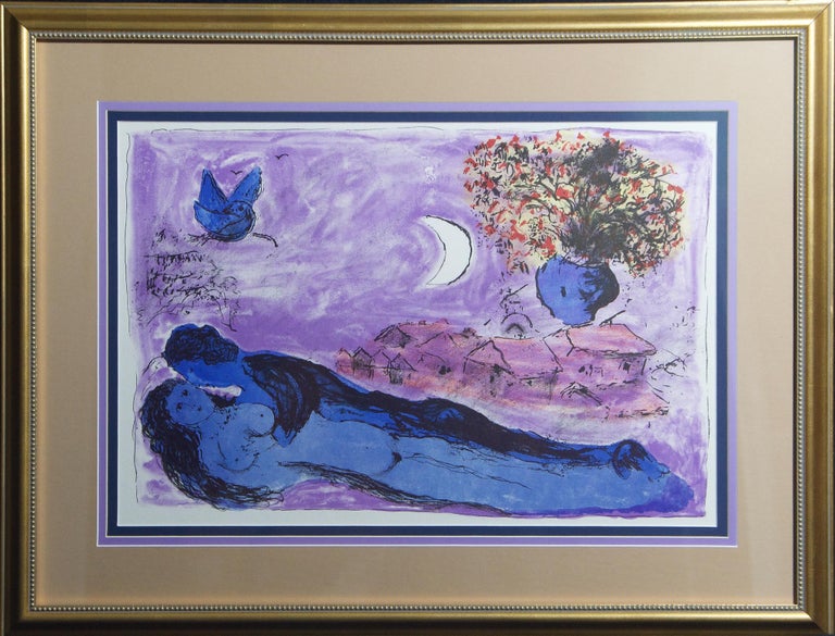 (after) Marc Chagall Portrait Print - (Title Unknown)-Framed Lithograph by Marc Chagall
