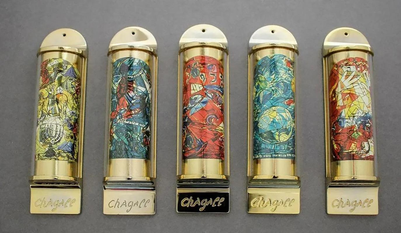 MARC CHAGALL 24K, SET OF 12 TRIBE OF ISRAEL MEZUZAH - Modern Sculpture by (after) Marc Chagall