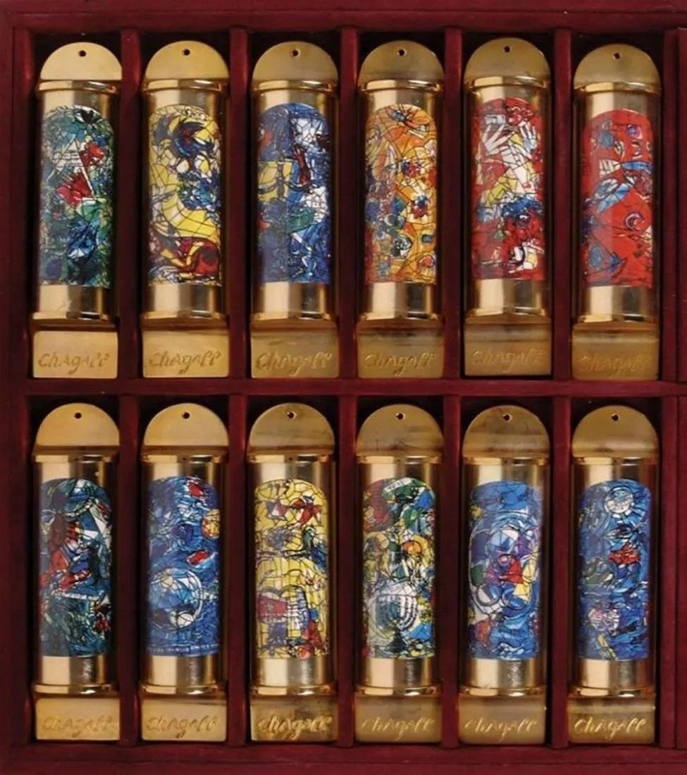 MARC CHAGALL 24K, SET OF 12 TRIBE OF ISRAEL MEZUZAH - Sculpture by (after) Marc Chagall