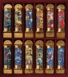 MARC CHAGALL 24K, SET OF 12 TRIBE OF ISRAEL MEZUZAH