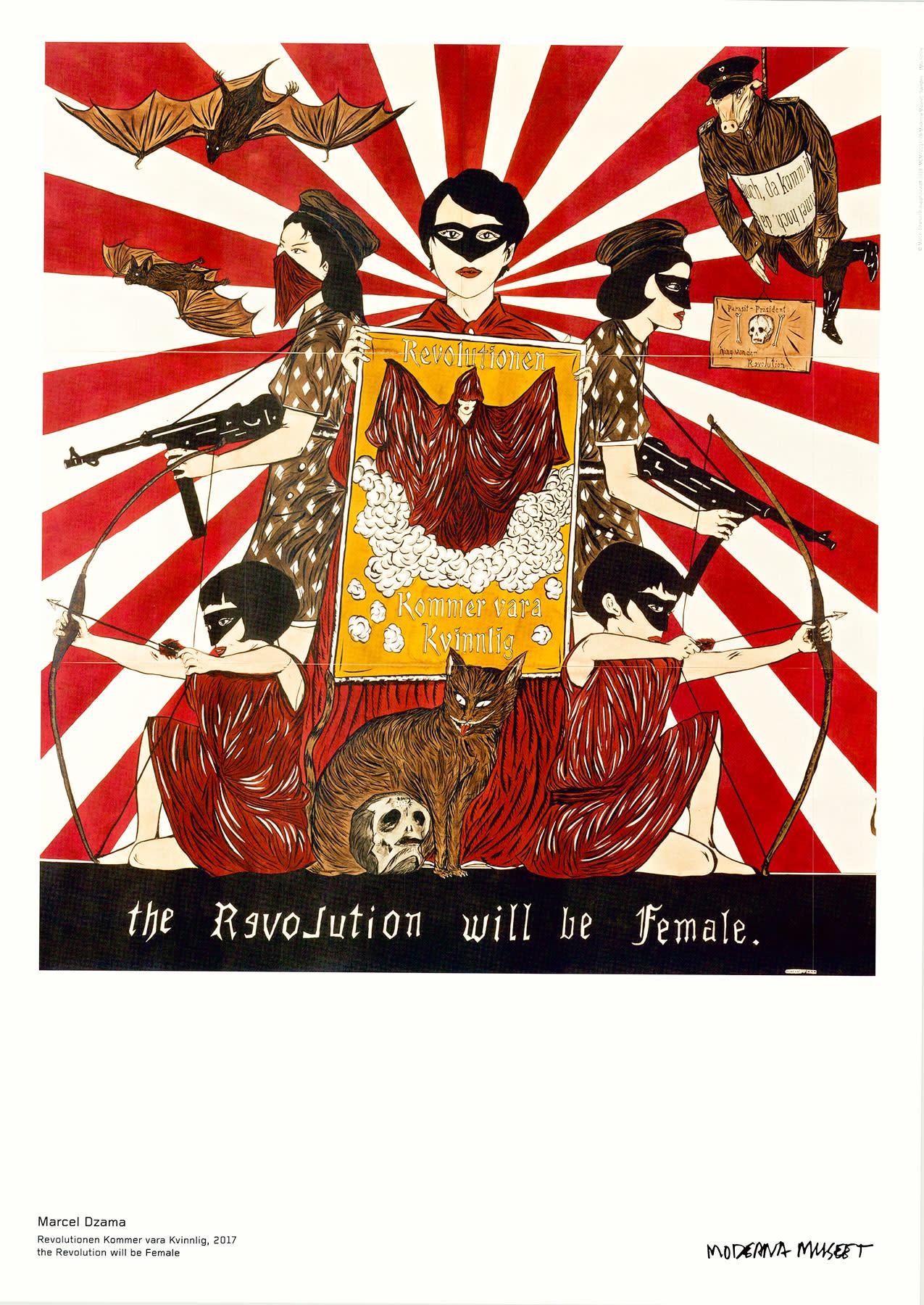  the Revolution will be Female, Museum Poster 19 3/4 x 27 1/2 in 50 x 70 cm Red - Print by (after) Marcel Dzama