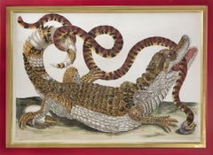 Antique Alligator with Snake and a Lizard.  