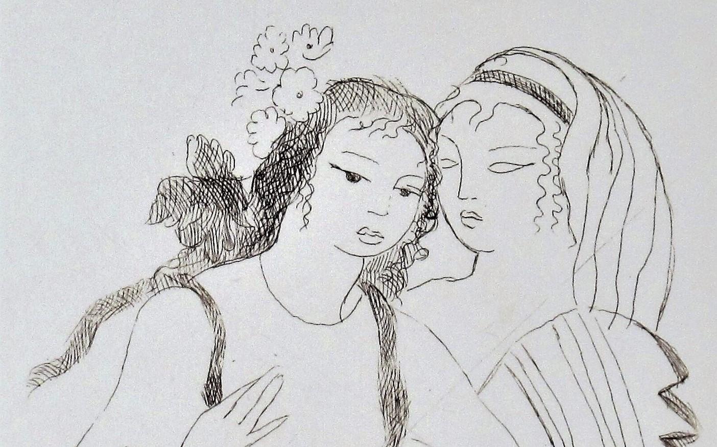 Deux Filles (Deux filles) II - Gris Figurative Print par (after) Marie Laurencin