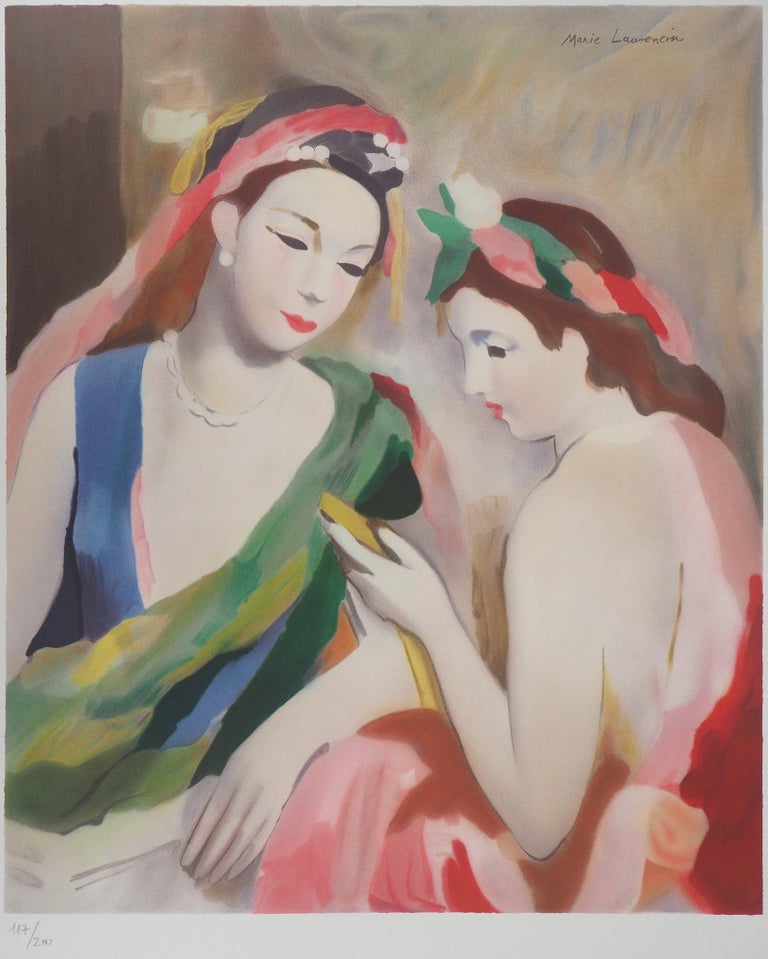 Two Women Looking at a Picture - Lithograph - Modern Print by (after) Marie Laurencin