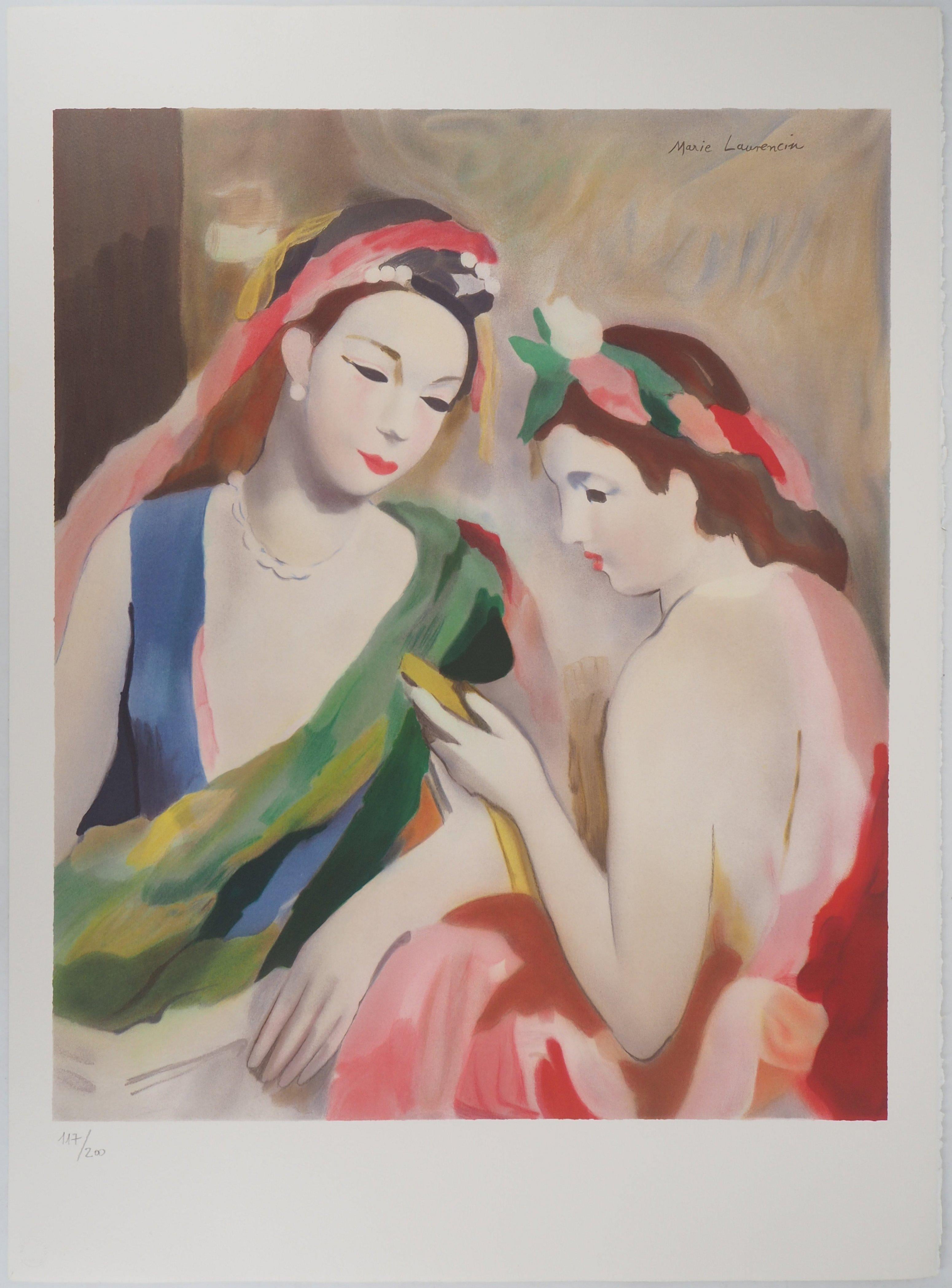 Portrait Print (after) Marie Laurencin - Deux femmes regardant un tableau - Lithographie