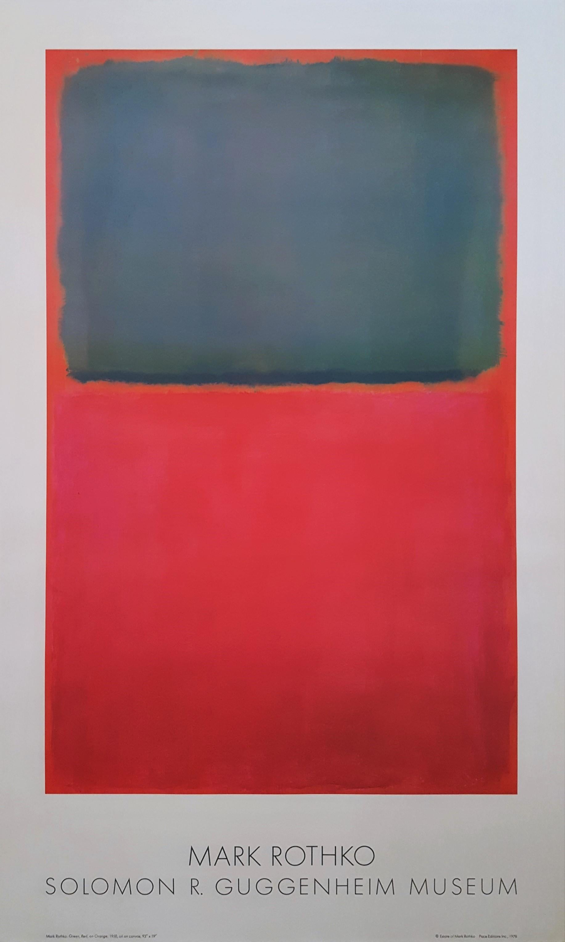 (after) Mark Rothko Abstract Print - Green, Red, on Orange
