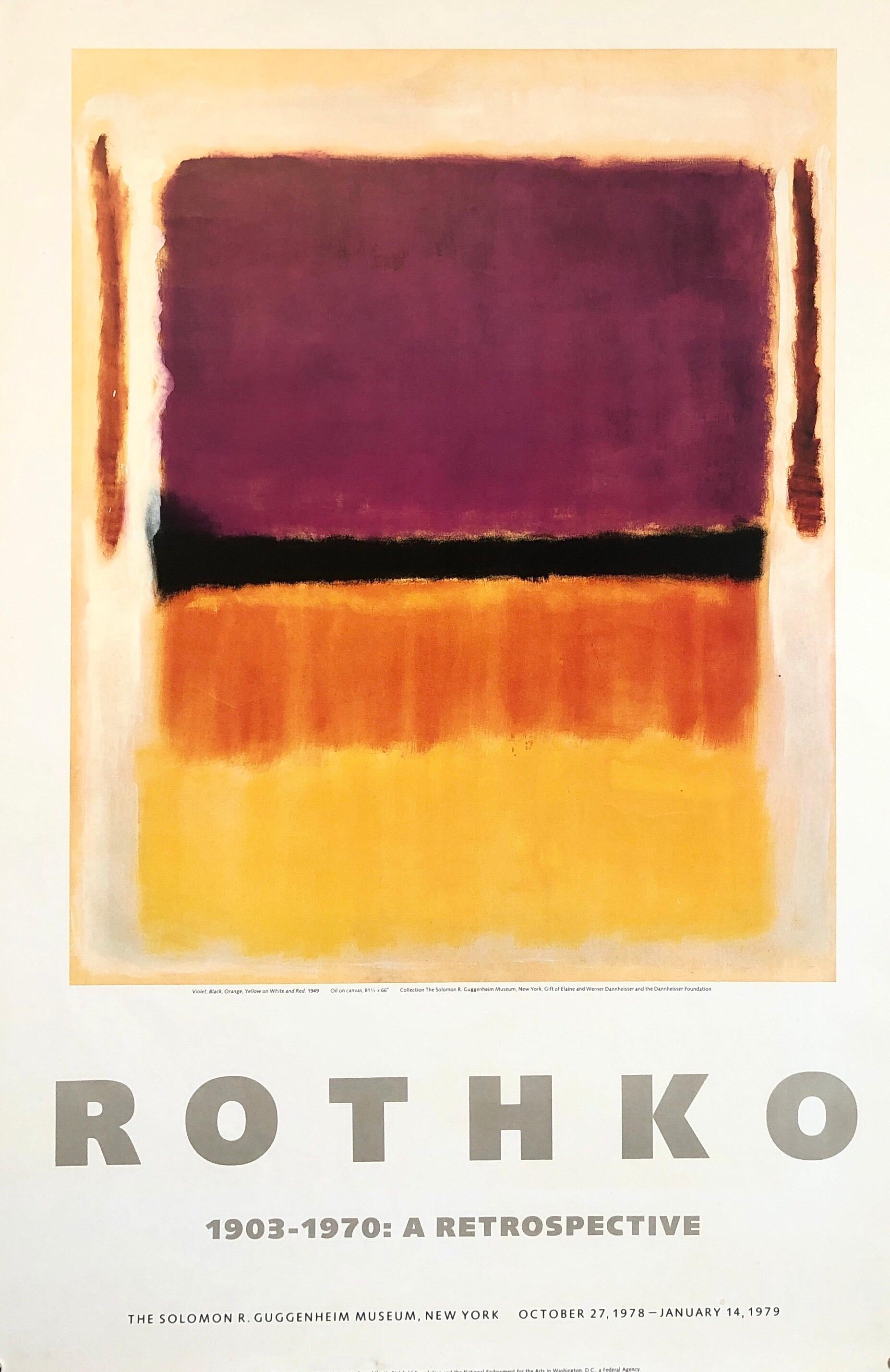 (after) Mark Rothko Abstract Print - Vintage 1970s Mark Rothko Gallery Museum Poster Abstract Expressionism 