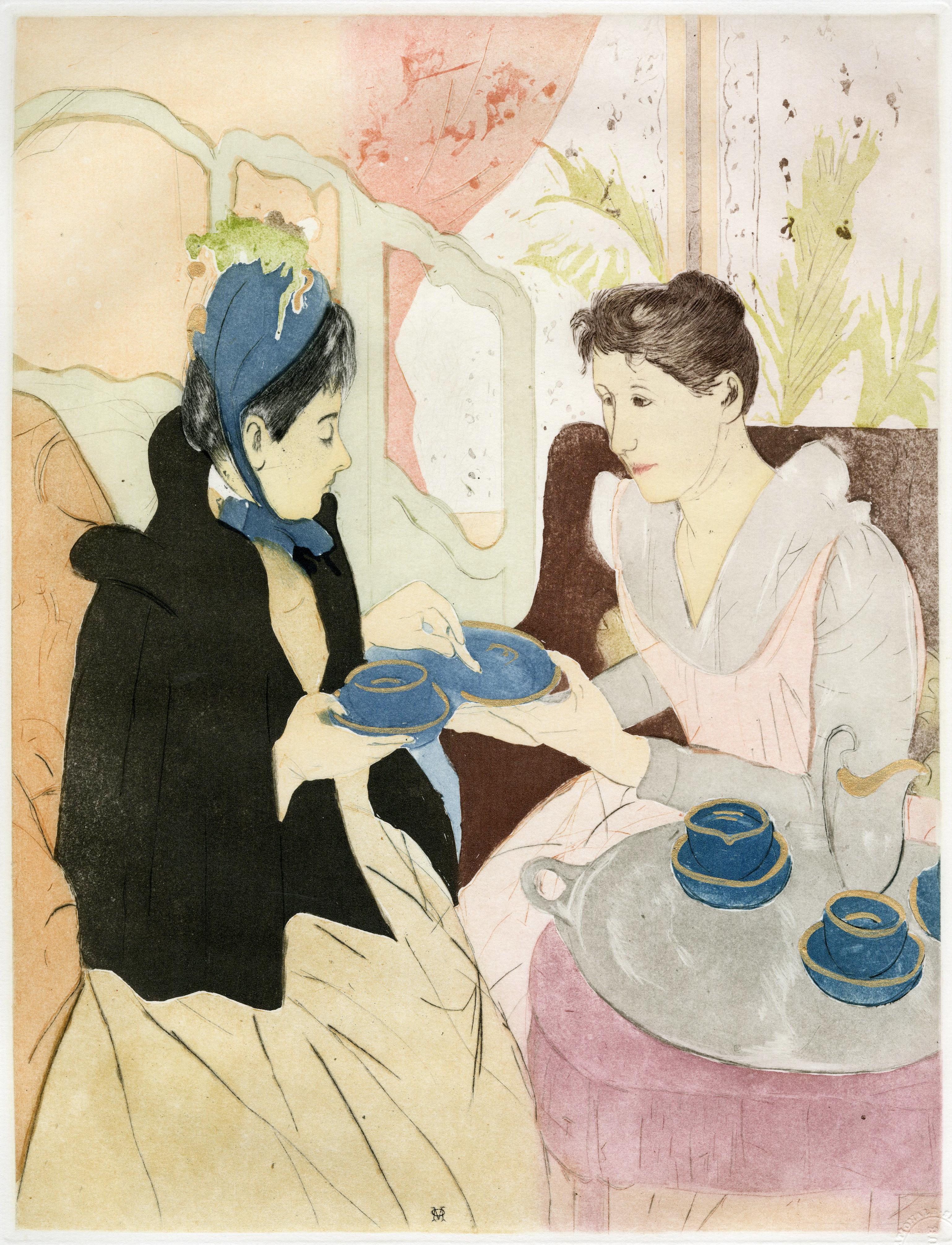 Figurative Print (after) Mary Cassatt - Service à thé après-midi