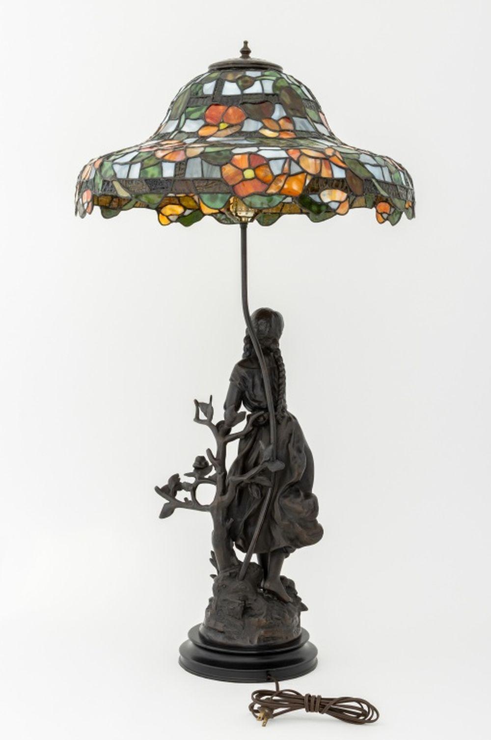 D'après Mathurin Moreau Fille Sculpture Lampe montée Bon état - En vente à Astoria, NY