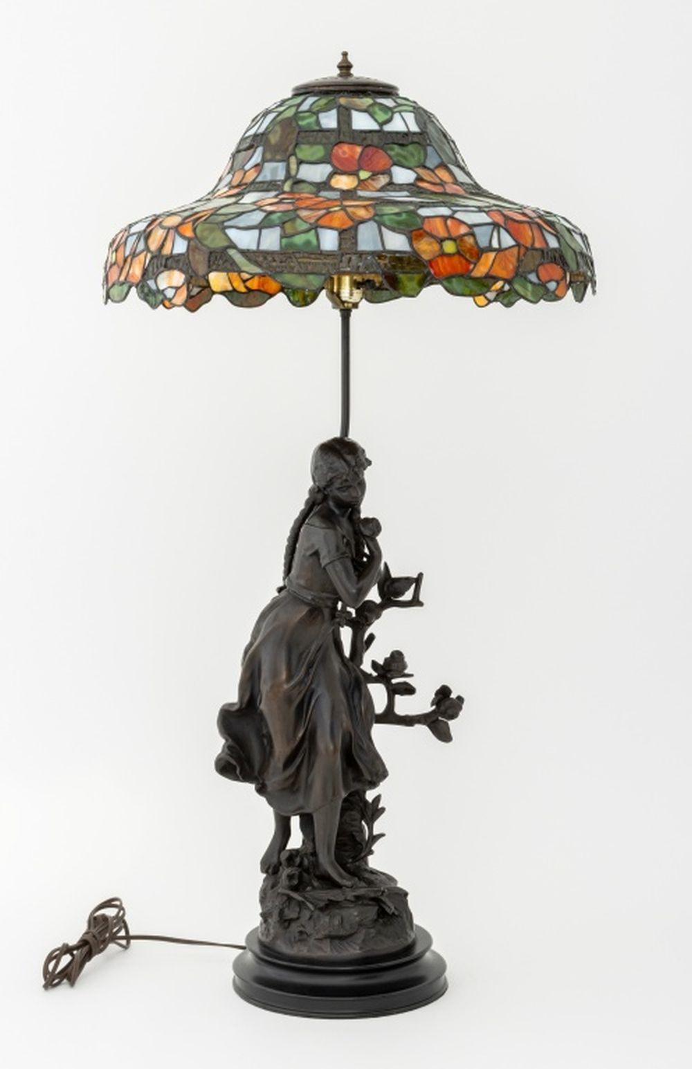 20ième siècle D'après Mathurin Moreau Fille Sculpture Lampe montée en vente