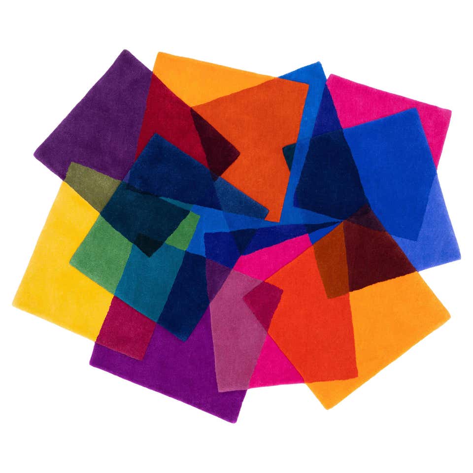 Chromatic Pixels Geometric Square Digital Modern Area Rug Standard Size ...