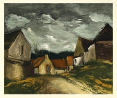 "A Village in Sarthe" lithograph