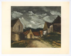 „Ein Dorf in Sarthe“-Lithographie
