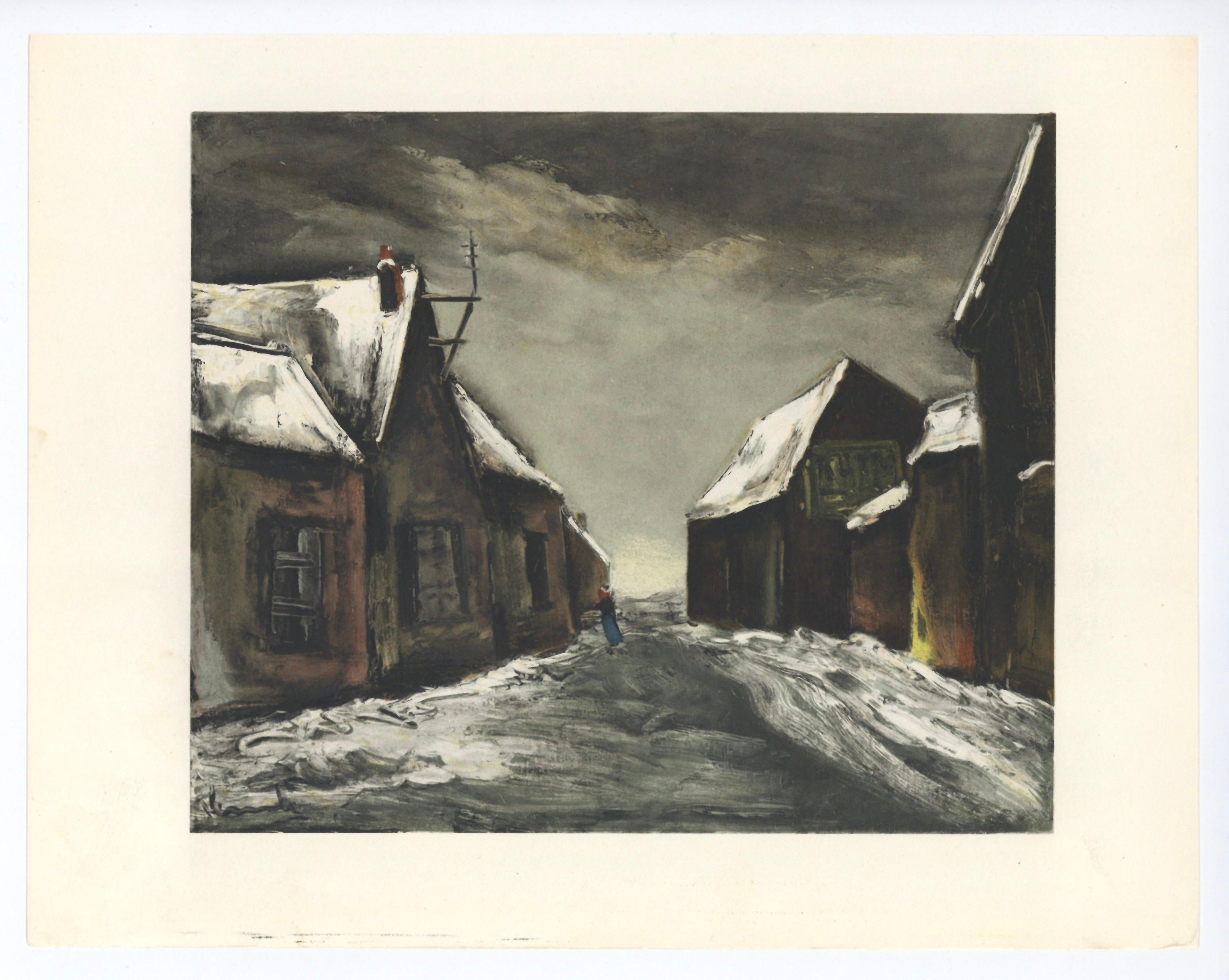 "Allainville under Snow" lithograph