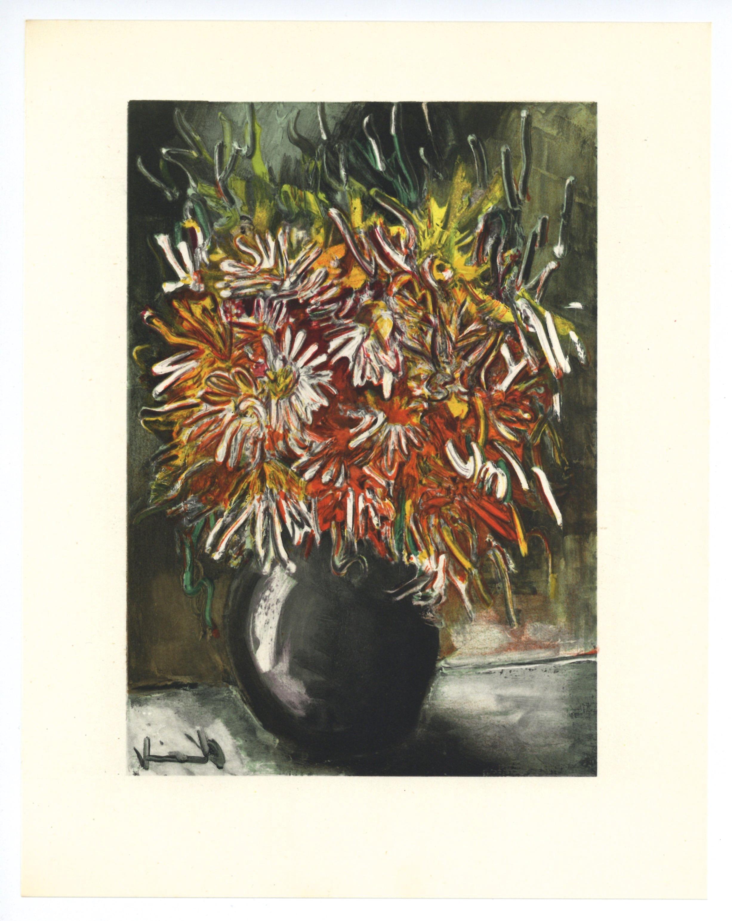 "China Asters" lithograph - Print by (after) Maurice de Vlaminck