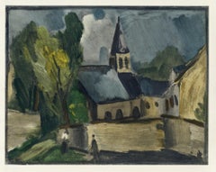 Vintage "Church at Bougival" lithograph