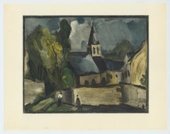 "Litografía "Iglesia de Bougival