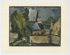 "Lithographie "Église de Bougival