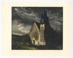 "Church at Saint-Lubin-de-Cravant" lithograph
