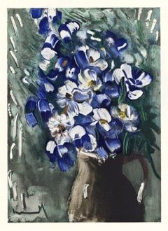 Vintage "Delphiniums" lithograph