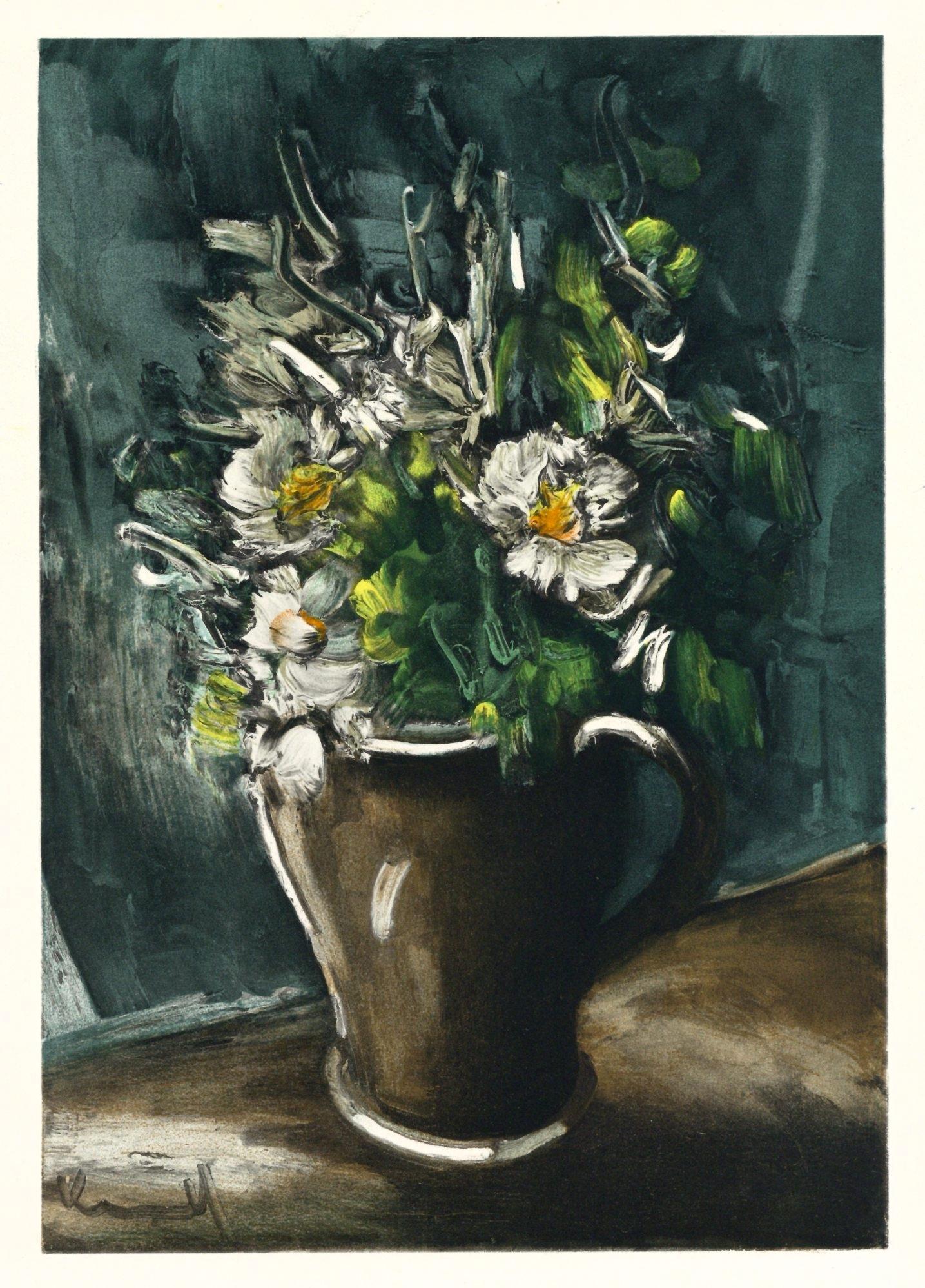 "Flowers in a Stoneware Jug" lithograph - Print by (after) Maurice de Vlaminck