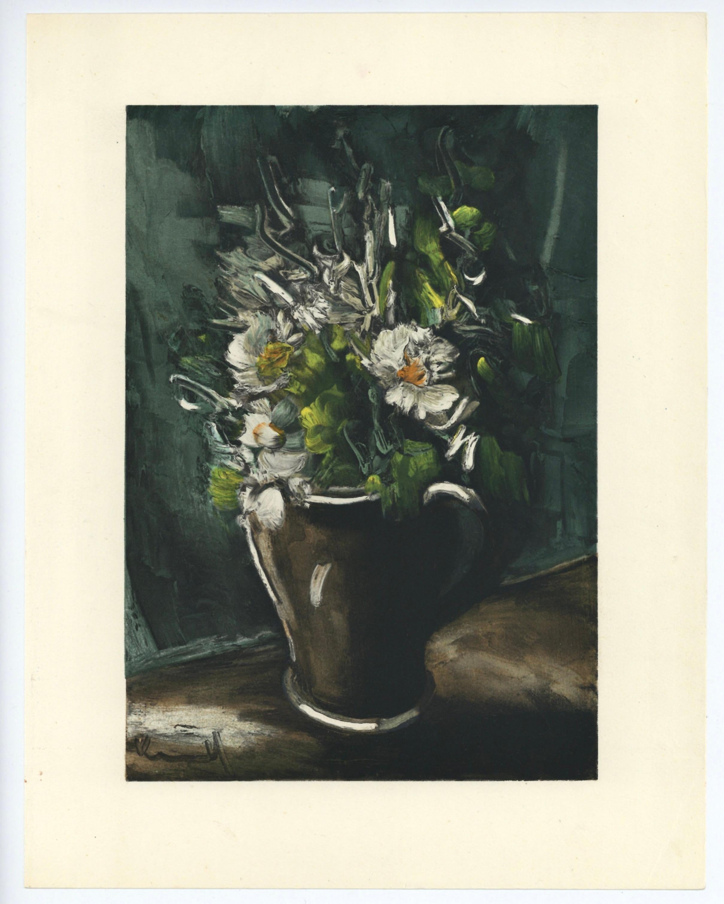 Lithographie "Flowers in a Stoneware Jug" (Fleurs dans une cruche en grès) - Print de (after) Maurice de Vlaminck