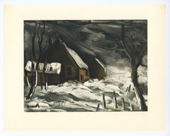 "litografia "La Maladrerie sotto la neve