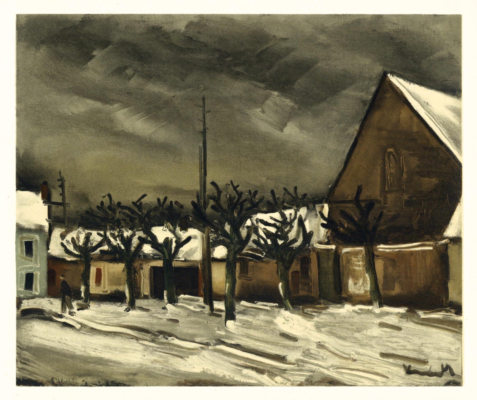 "Lime Trees under Snow" lithograph - Print by (after) Maurice de Vlaminck