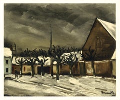 Vintage "Lime Trees under Snow" lithograph