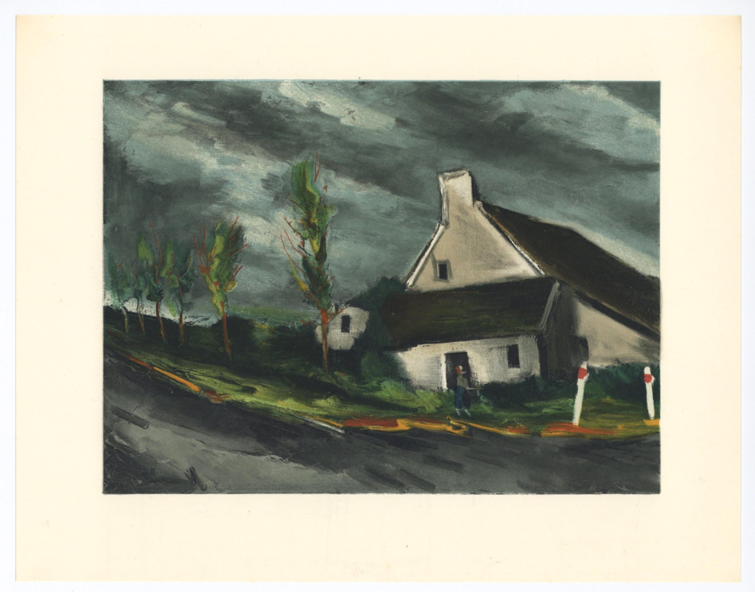 "litografia "Vicino a Beaumont-Sur-Sarthe - Print di (after) Maurice de Vlaminck