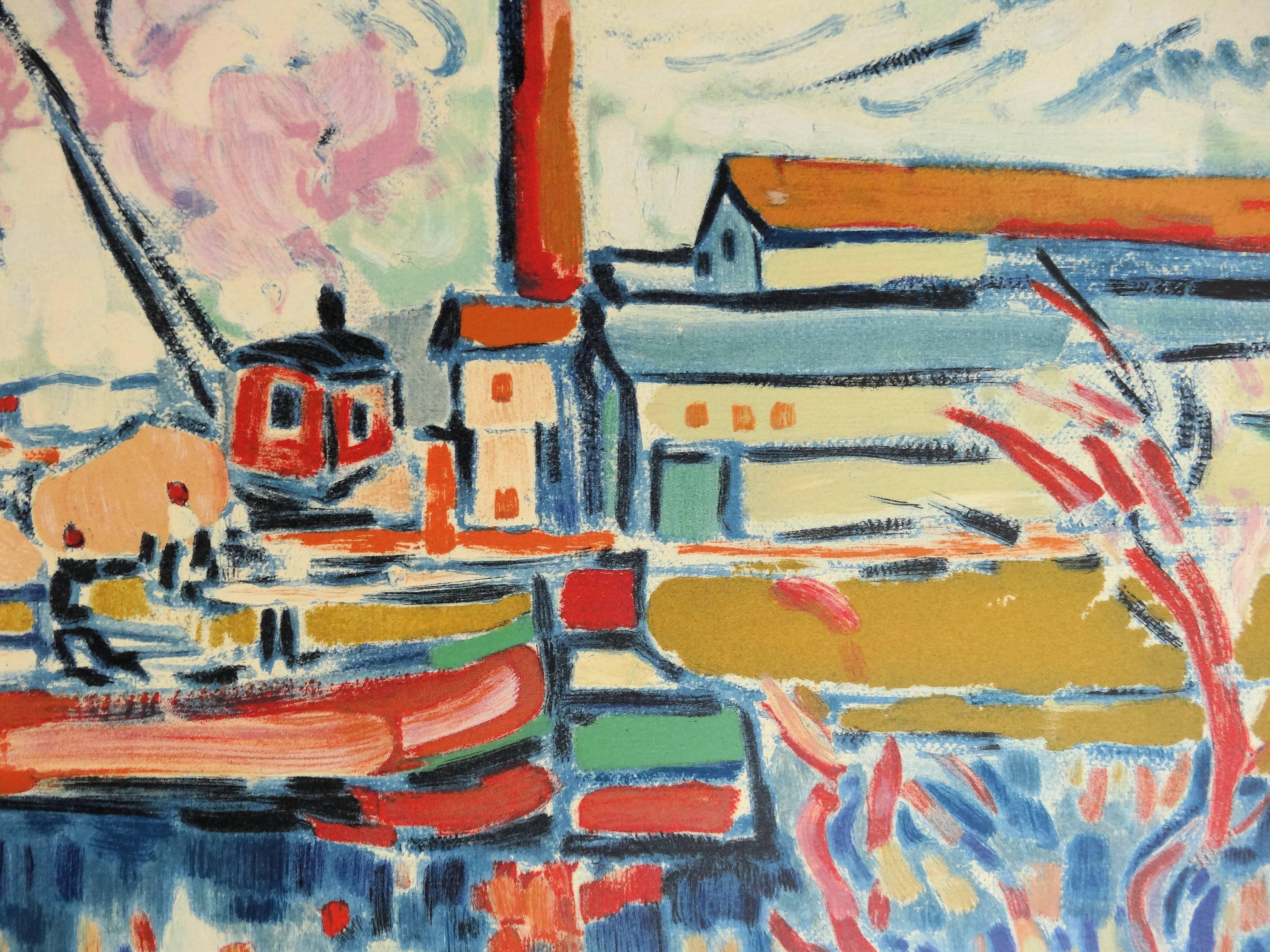 Maurice de VLAMINCK (after)
Seine River and Boat in Chatou

Color lithograph after a painting
Printed signature in the plate
On Arches Vellum 50 x 65 cm (c. 20 x 26 inch)

Excellent condition