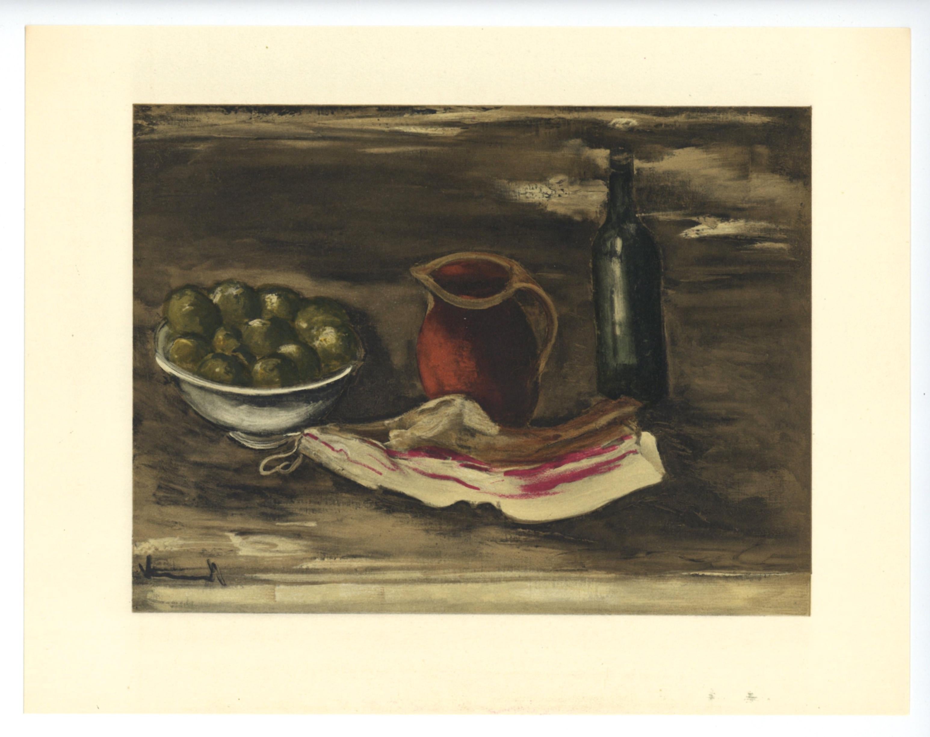 "Natura morta con Bacon" litografia - Print di (after) Maurice de Vlaminck