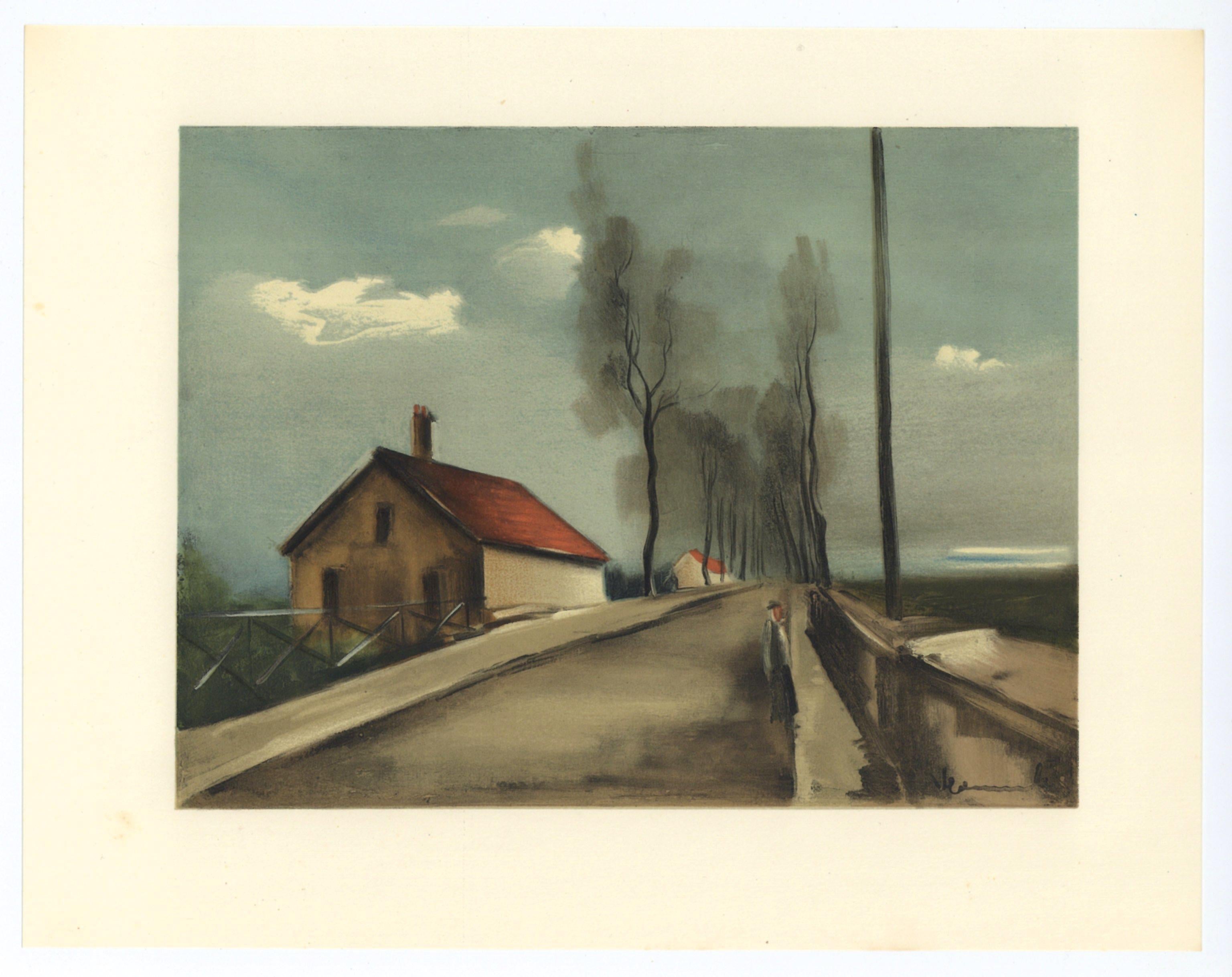 Lithographie „Die Brezolles- Road“ – Print von (after) Maurice de Vlaminck