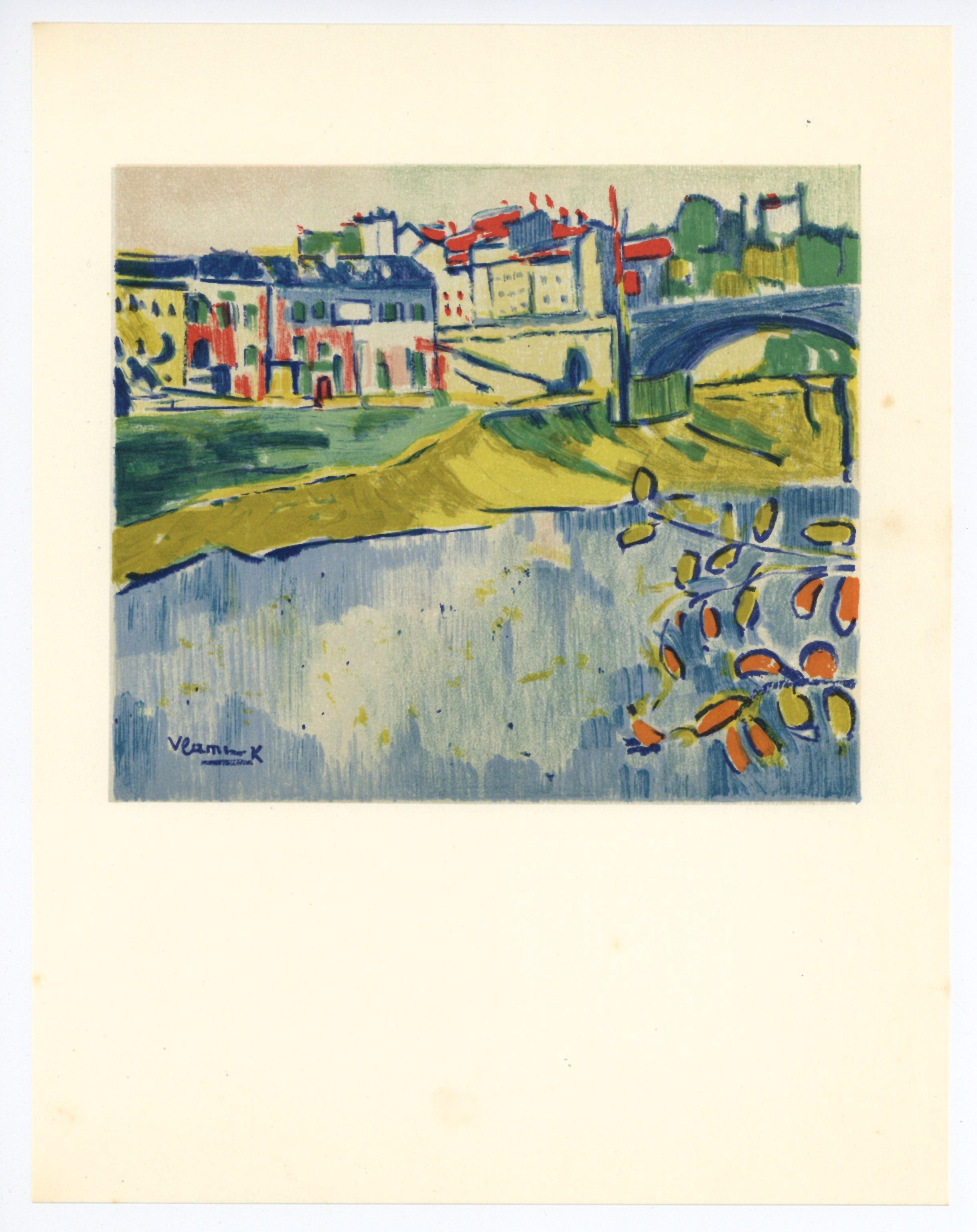 „Die Brücke in Chatou“-Lithographie – Print von (after) Maurice de Vlaminck
