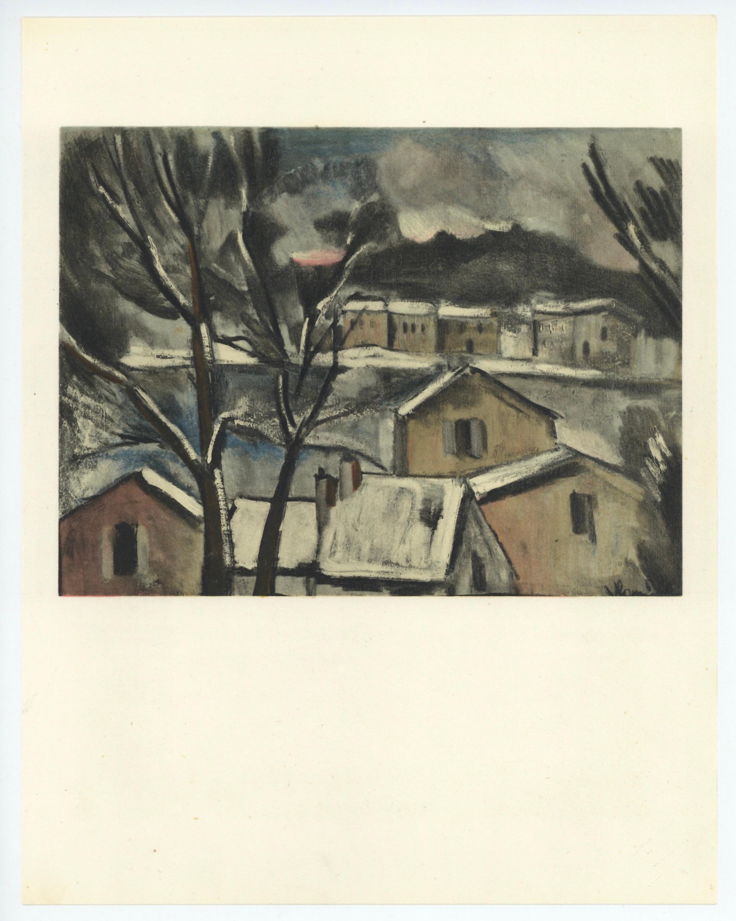 "Litografía "Paisaje de invierno