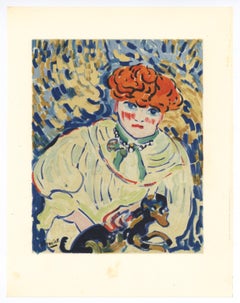 "Woman with Dog" lithograph